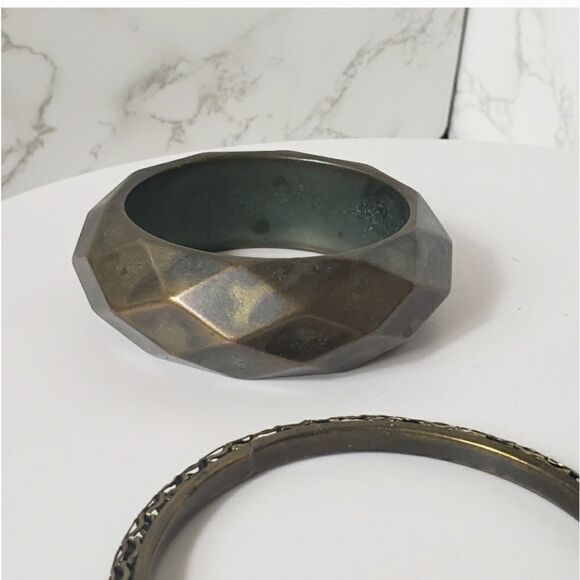 LOT OF 3 Metal Bronze Bangle Bracelets Unique Variety - Picture 5 of 7